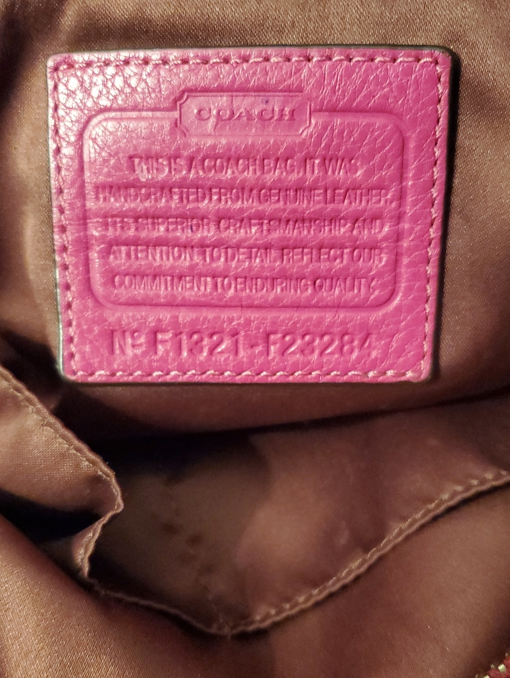 COACH Hot Pink Pebbled Leather Tote - Picture 6 of 7